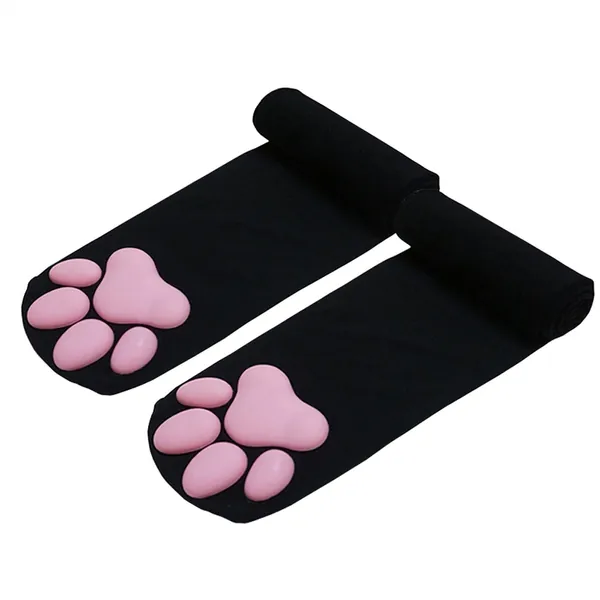 Mfacl Chaussettes Hautes Femmes Genoux Hautes Chaussettes - Coussin de Viande de Chat Kawaii Filles Genou Hautes Chaussettes Hautes chaises 3D Chat Griffe Chat Chaussettes Chaussettes sur Chaussettes