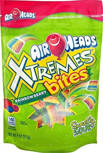 AirHeads Chewy Bites Resealable Bag 9oz (Xtremes Rainbow Bites) - Xtremes Rainbow Bites - 9 Ounce (Pack of 1)