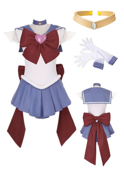 Taglia US Anime Sailor Saturn Cosplay Costume con Bowknot Tomoe Hotaru Halloween vestito