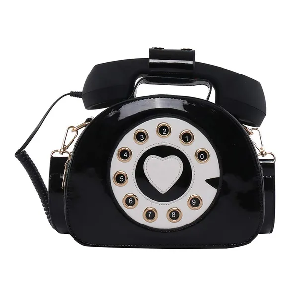 Generic Women Telephone Shaped PU Leather Shoulder Crossbody Bag Handbag Satchel Purse Black
