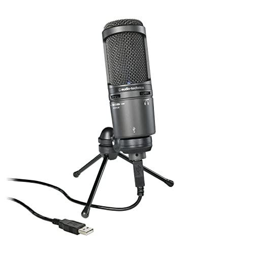 Audio-Technica AT2020USB+ Cardioid Condenser USB Microphone, With Built-In Headphone Jack & Volume Control, Perfect for Content Creators (Black) - AT2020USB+ - Black