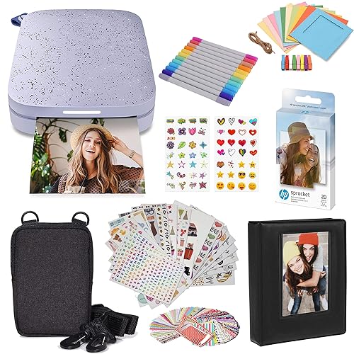 HP Sprocket Portable 2x3 Instant Color Photo Printer (Lilac) Starter Bundle - Lilac - Starter Bundle