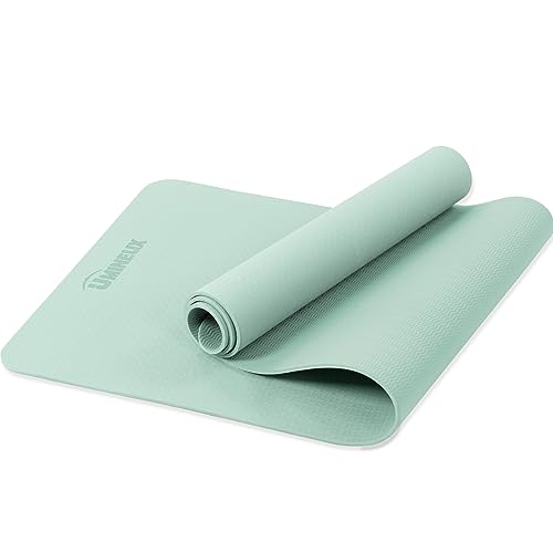 Yoga Mat Non Slip, Pilates Fitness Mats, Eco Friendly, Anti-Tear 1/4" Thick Yoga Mats for Women, Exercise Mats for Home Workout with Carrying Sling and Storage Bag - 72"x24" - Matcha Green