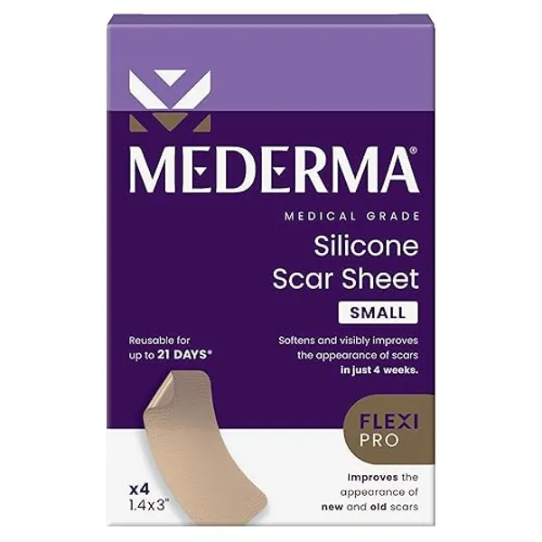 Mederma Medical Grade Silicone Scar Sheets; Improves The Appearance of Old and New Scars; for Injury, Burn and Surgery Scars, 4 Count - Small - Wound Dressing