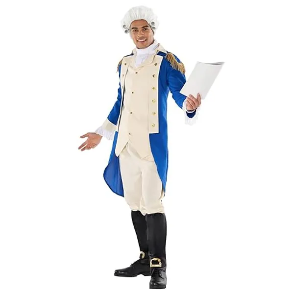 Morph - George Washington Costume Adult (With Wig) - Adult George Washington Costume - Colonial Costume Men Adult - Large