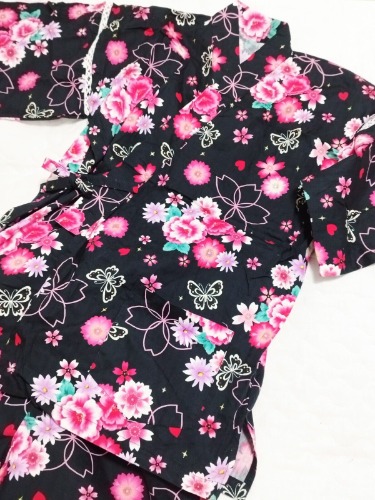 Japanese yukata jimbae gown and pants 2pieces  black available for adults 