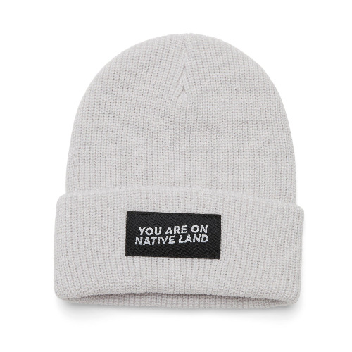 'YOU ARE ON NATIVE LAND' RIBBED BEANIE | Gray