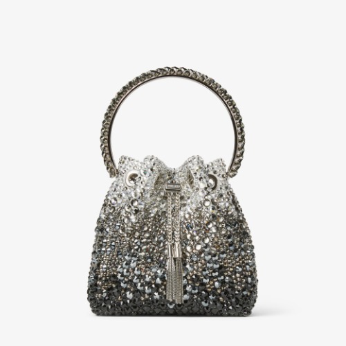 Jimmy Choo - Bon Bon - Black Satin Bag with Crystals