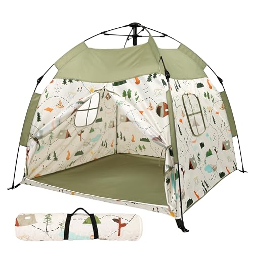 CalRose Kids Play Tent with Matching Picnic Mat- Versatile Indoor & Outdoor Playhouse for 3, 4, 5, 6, 7, Year Kids- A Perfect Addition to Your Playroom - Gifts for Toddlers