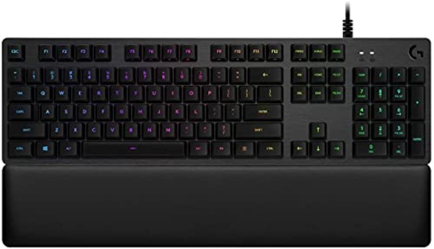 Logitech G513 Mechanical Gaming Keyboard with Palm Rest, RGB LIGHTSYNC, GX Brown Tactile Key Switches, Brushed Aluminum Case, Customizable F-Keys, USB Pass Through, QWERTY UK Layout - Carbon/Black - Tactile Switches - with palmrest