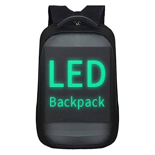 RGA LED Backpacks Dynamic Wifi Waterproof Diy 64x64 Resolution Support IOS/Android System LED Display Support Text/Picture/Gif Animation - Black