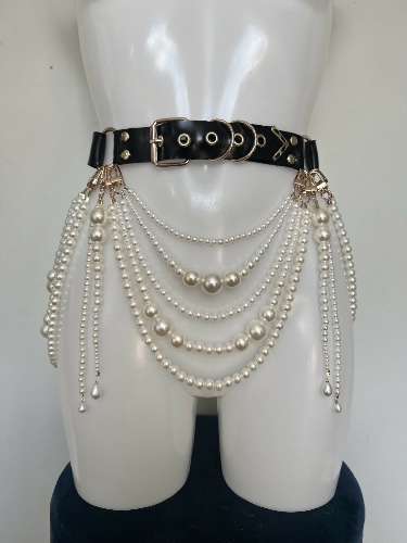 Galadriel pvc pearl belt | Silver / Black