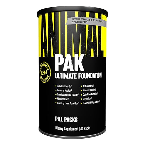 Animal Pak - Convenient Multivitamin for Men & Women Daily All-in-One Vitamin & Supplement Pack - Zinc, Vitamins C, B, D, Amino Acids, and Immune Support - Sports Nutrition Performance - 44 Count - 44 Count - Unflavored Packs - 44 Count (Pack of 1)