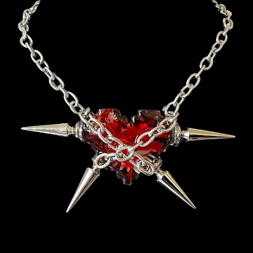 Bleeding cyber heart necklace | women's size