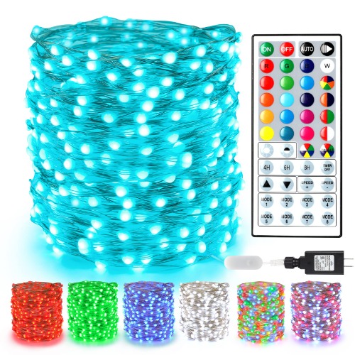 BrizLabs Christmas Fairy String Lights, 66ft 200 LED Color Changing Fairy Christmas Tree Lights with Remote, Multi Color Dimmable Plugin Mini Twinkle Xmas Lights for Halloween Christmas Indoor Room - 200 Led Rgb