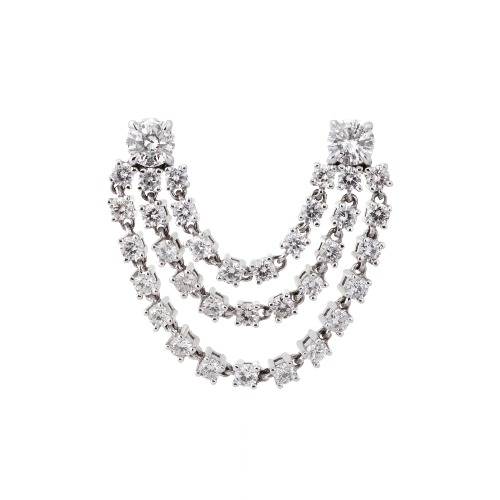 Double Diamond Chain Earring - 14K WHITE GOLD / PAIR