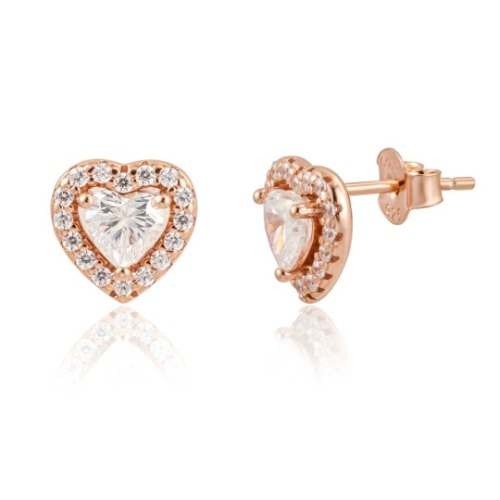 1.5 Carat Halo Heart Stud Earrings/18K Rose Gold & Cubic Zirconia