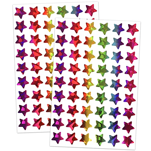 1620 Holographic Rainbow Small Star Stickers for Kids Reward, Behavior Chart, Student Planner and School Classroom Teacher Supplies, 0.6" Diameter - Multicolor