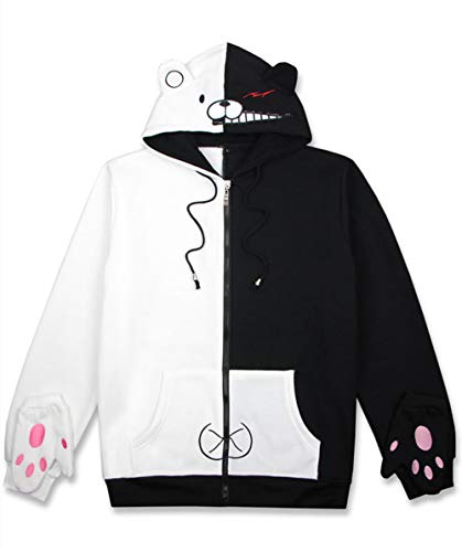 Coslover Black White Bear Hoodies Anime Cosplay Costume Zipper Unisex Jacket Uniform - XX-Large - With Gloves