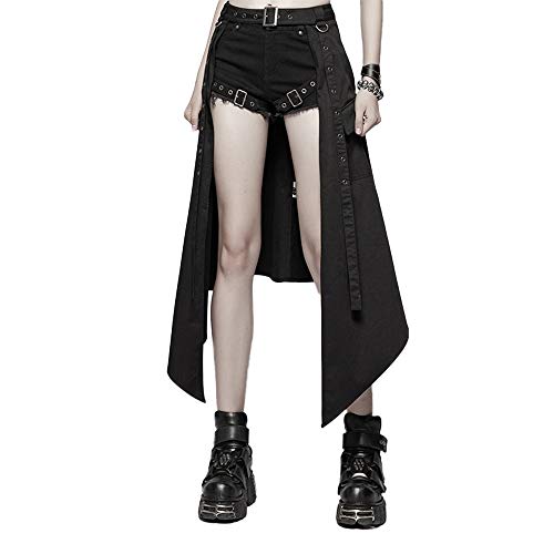 Punk Rave Women's Punk Daily Half Skirt Woven Fabric Adjustable Streetwear Hip Hop Personality Skirt - X-Large-XX-Large - Black