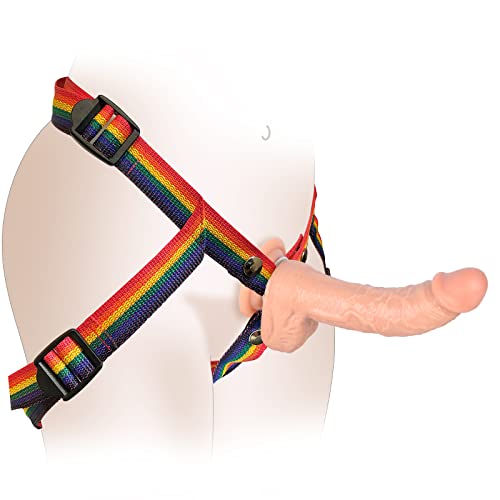 KUUVAL 7.6inches Strap-on Dildo Realistic Dildo with Wearable,Fetish Fantasy Strap Harness Adult Sex Toy Suction Cup for Couple Pegging Women Lesbian Silicone Dildo for Sex Fun - Rainbow