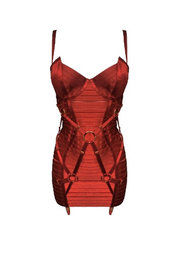 Adjustable Bondage Angela Dress | Burnt Red / M