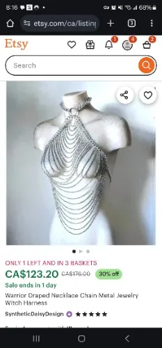 Warrior Draped Necklace Chain Metal Jewelry Witch Harness