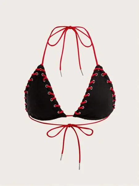 SHEIN ICON Y2k Summer Vintage Heart & Wing Patterned Y2K Cami Top With Chain Decoration, Triangle Bralette With Necktie & Open Back Design