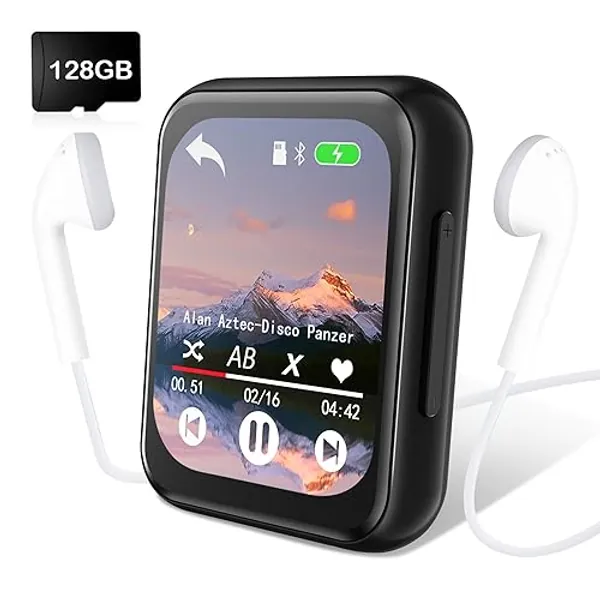 128GB Lettore MP3 con Bluetooth 5.3, AiMoonsa Lettore Musicale con Altoparlante HD Integrato, radio FM, Registratore Vocale, Suono HiFi, Funzione E-book, Auricolari Inclusi
