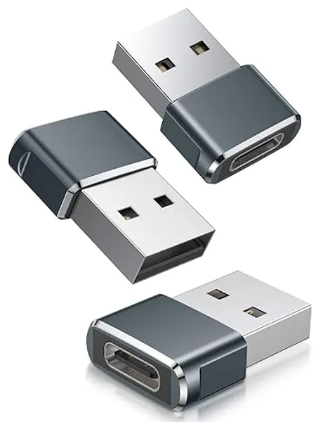 BASESAILOR Adattatore da USB C a USB 3 Pezzi,Tipo C Femmina A Maschio Connettore Cavo Caricatore per Apple iWatch s10,iPhone 16 15 Pro Max,iPad 11 Air 5 Mini 6,Airpods 4,Samsung Galaxy S23 S24 A54 A53 - Grigio