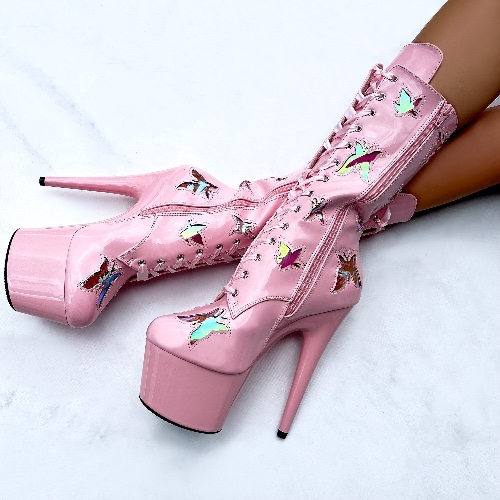 Stripper Butterfly Pink Boot