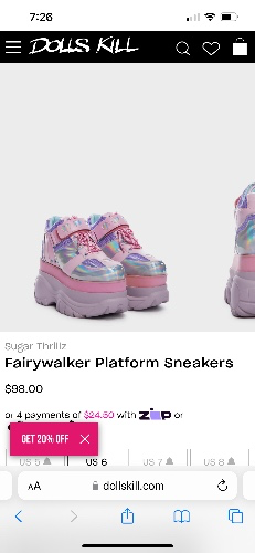 Fairywalker Platform Sneakers | US 6