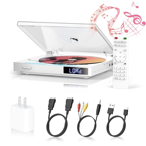 Mini DVD Player with HiFi Built-in Speakers, Region Free DVD Players for TV, HDMI & AV Output, Super Small CD/DVD Player with USB Input, NTSC/PAL System, HDMI&AV Cables, Remote Control Included