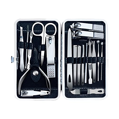 Professional Manicure Pedicure Set Nail Clippers Kit 19 in 1 Stainless Steel Pedicure Tools Kit Grooming Kit,portable Travel Nail Care Tools for Women Girl Men