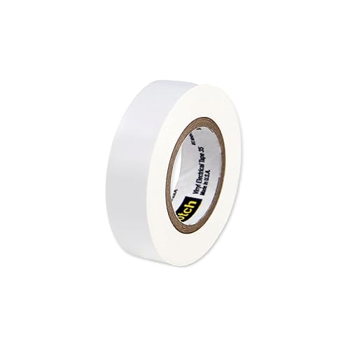 35-White-1/2x20FT Vinyl Color Coding Tape, White, 1/2" x 20'