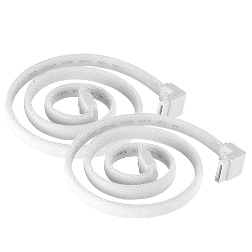 SilverStone Technology CP08W 90 Degree SATA 3 Sleeved White Cable with EMI Guard for 6Gb/s 2-Pack, SST-CP08W-USA-2PACK