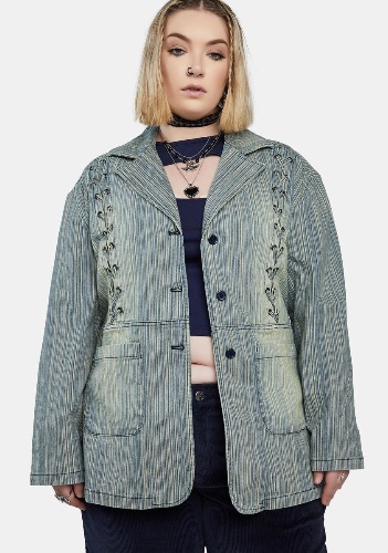 Plus Sliding Doors Pinstripe Blazer | 2X