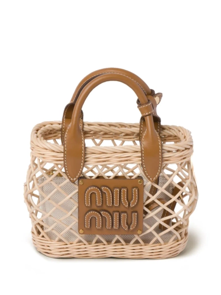 woven basket tote bag | One Size