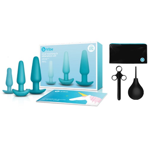 b-Vibe Anal Training&Education Set 3 Size Plugs Enema Lube Launcher and Travel Bag