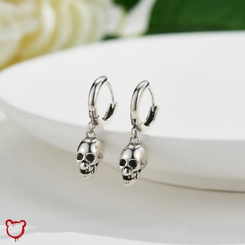 Sterling Silver Skull Earrings