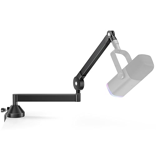 InnoGear Low Profile Mic Arm, 360° Rotatable Microphone Boom Arm Mic Stand for Fifine AM8 K669B Blue Yeti HyperX QuadCast SoloCast AT2020, with Mic Clip 3/8" to 5/8", 3/8" to 1/4" Adapter, Black - Black