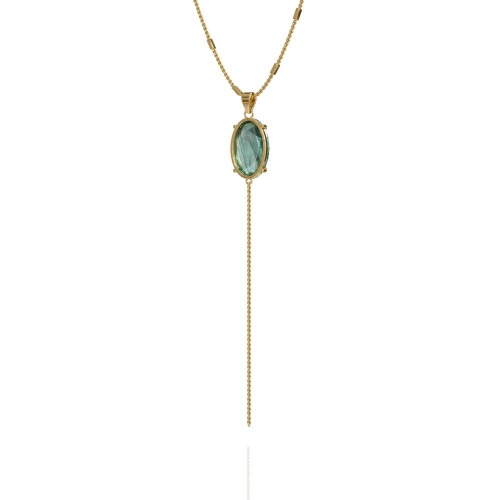 Nura Necklace | Labradorite / Oval / Pure Brass