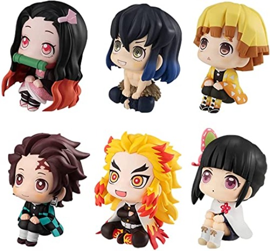 SPIRTUDE 6Pcs Anime Figure Nezuko Sitting Figures Tanjiro Figurine Rengoku Toys Home Decolate Gifts for Christmas Birthday - 6pcs-sitting Figure