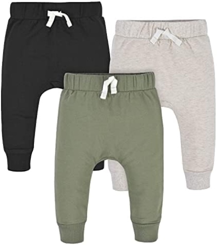Gerber Baby Boys' Toddler 3-Pack Jogger Pants - 18 Months Green/Black