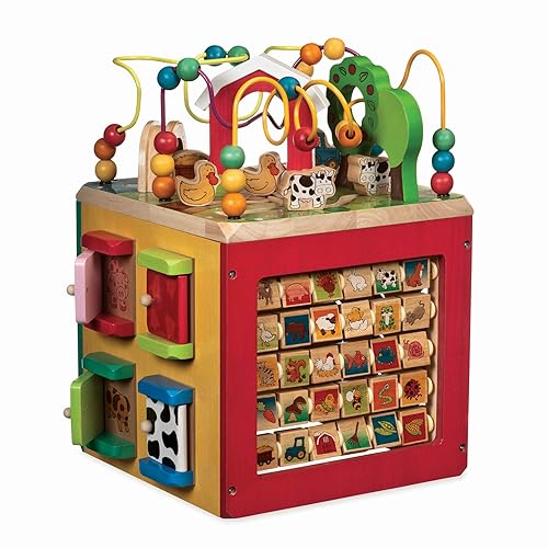 Battat - Activity Cube With Farm Theme - Educational Wooden Toys For Toddlers And Kids - 1 Year + - Standard
