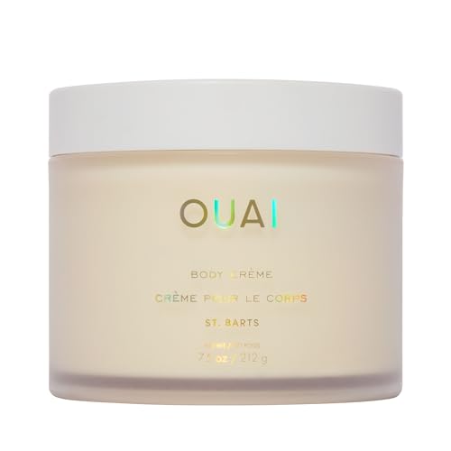 OUAI Body Cream, St. Barts - Hydrating Whipped Body Cream with Cupuaçu Butter, Coconut Oil and Squalane - Softens Skin and Delivers Healthy-Looking Glow - Sulfate-Free Skin Care - 7.5 Oz - St Bart's