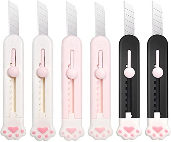 Leven Cute Retractable Box Cutters, 3 Utility Knife, Sharp Cartons Cardboard Cutter Razor Knife for Christmas, Smooth Mechanism Perfect for Office and Home Use - 3