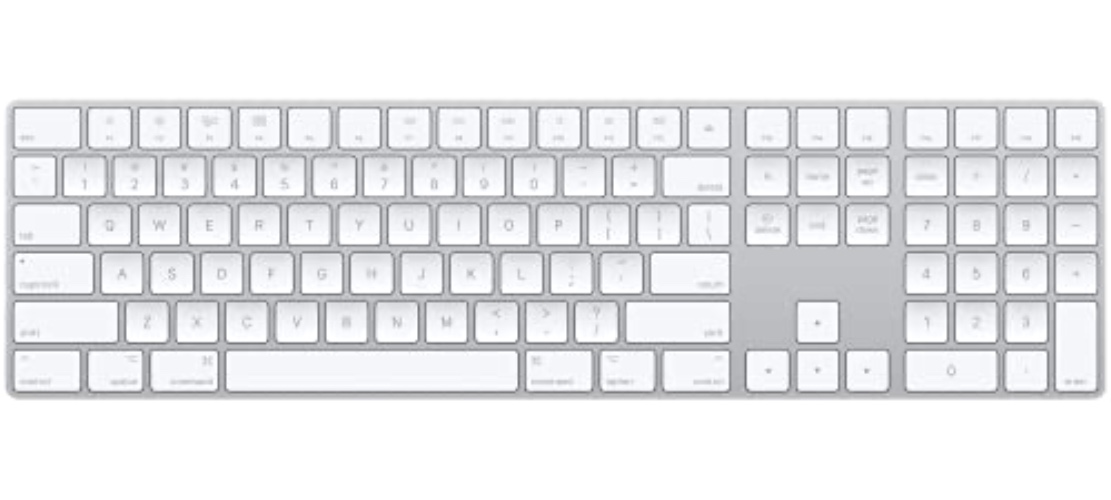Apple Magic Keyboard with Numeric Keypad: Wireless, Bluetooth, Rechargeable. Works with Mac, iPad, or iPhone; US English - White - US English