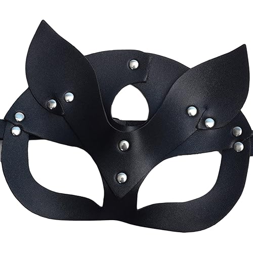 SH-RuiDu Cat Women Mask,Cat Mask Bunny Leather Mask,Cosplay Mask for women, Half Face Masquerade Mask for Women