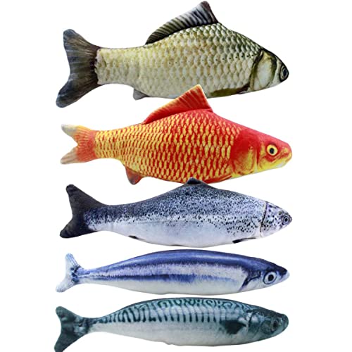 Cozlly 5PCS Cat Catnip Toys, 20CM Cat Chewing Fish Toys, Pet Catnip Teeth Cleaning Toys, Cat Interactive Toys, Catnip Toys for Cats, Cat Chew Toys, Cat Pillow, Interactive Plush Cat Toys for Cat, Dog